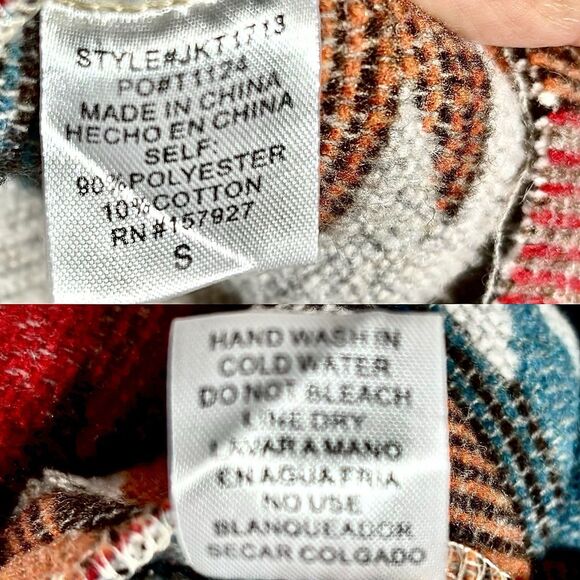 La Miel  Blanket Shirt Jacket Boho Southwest Aztec Shacket Distressed - Picture 10 of 10